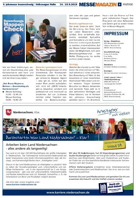 Das MesseMagazin zur 4. jobmesse braunschweig