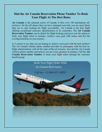 Dial the Air Canada Reservation Phone Number 