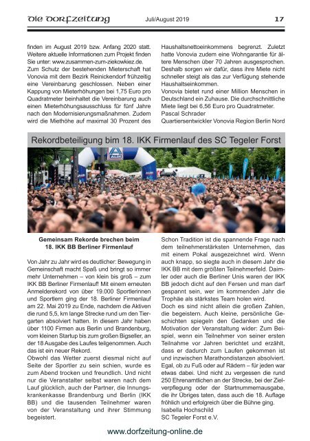 Die Dorfzeitung Reinickendorf Juli/August 2019
