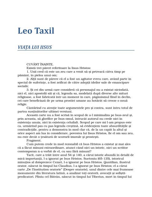 Leo Taxil - Viata Lui Iisus