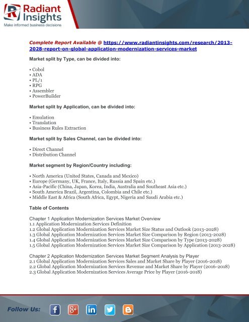 Global Application Modernization Services Market Key Facts And Insights On Future Scenario To 2028