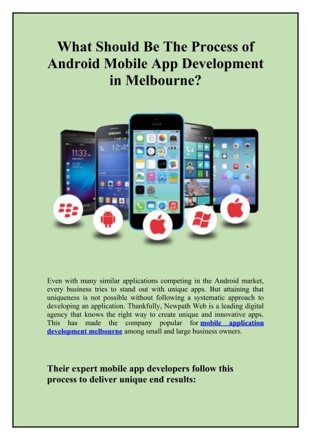 What Should Be The Process of Android Mobile App Development in Melbourne?