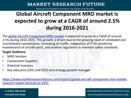 Global Aircraft Component MRO Market Research Report - Forecast to 2021