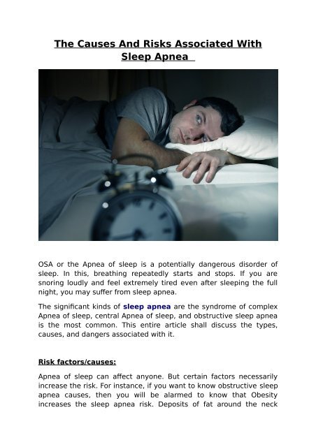 The Causes and Risks Associated with Sleep Apnea