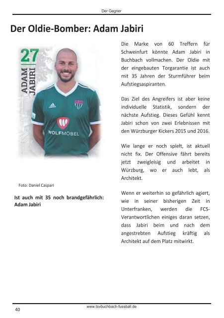 Stadionzeitung TSV Buchbach - 1.FC Schweinfurt 05