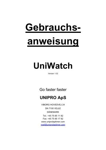 anweisung UniWatch - Unipro Laptimer