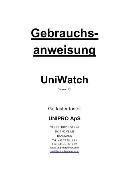 anweisung UniWatch - Unipro Laptimer