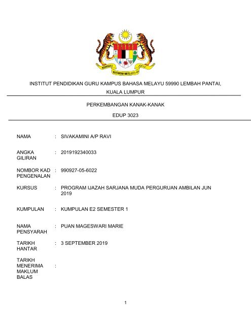 Tugasan 1 Penulisan Akademik Individu R Sivakamini