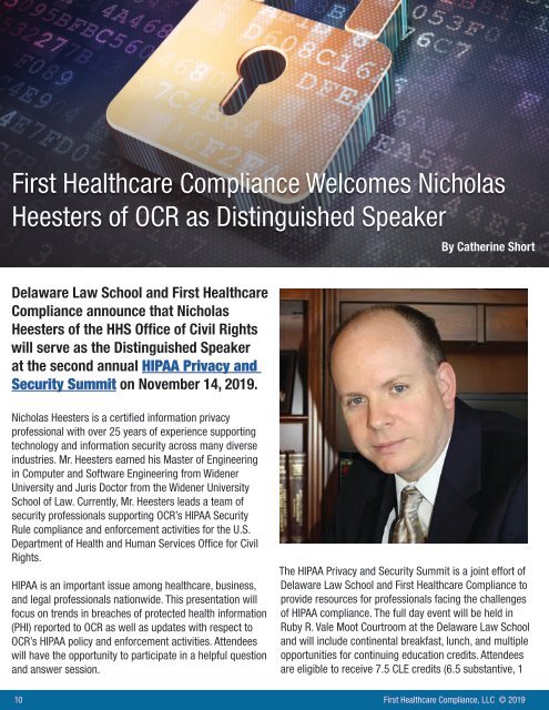 First Healthcare Compliance CONNECT September 2019