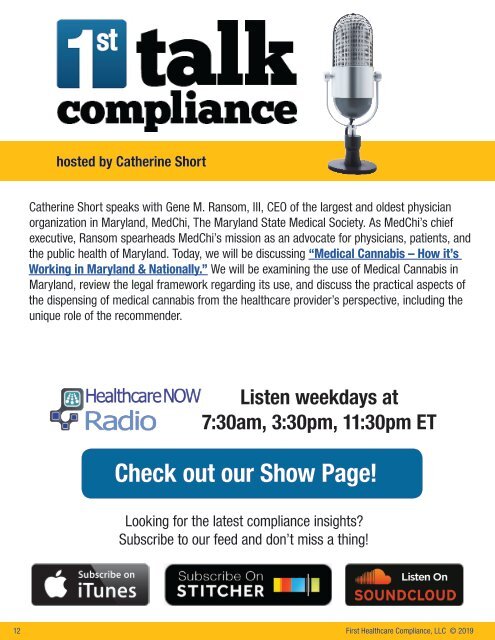 First Healthcare Compliance CONNECT September 2019