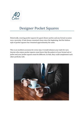Classy Designer Pocket Squares for Men