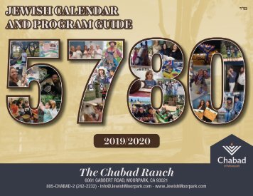 PROGRAM GUIDE AND JEWISH CALENDAR - CHABAD @ THE RANCH, MOORPARK