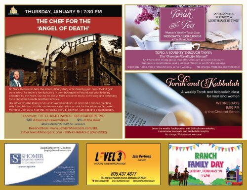 PROGRAM GUIDE AND JEWISH CALENDAR - CHABAD @ THE RANCH, MOORPARK