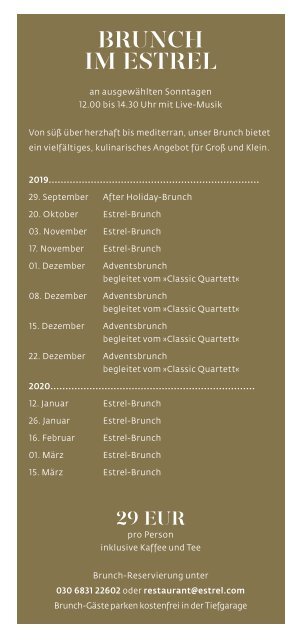 Herbst & Winter-Programm 2019/2020 im Estrel Berlin