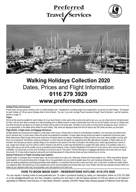 WALKING HOLIDAYS COLLECTION 2020