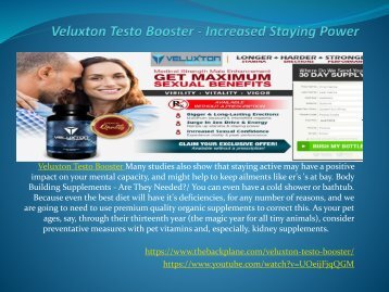 Veluxton Testo Booster - May Increase your Stamina