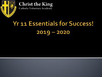 Yr 11 Essentials for Success 12th Sept 2019