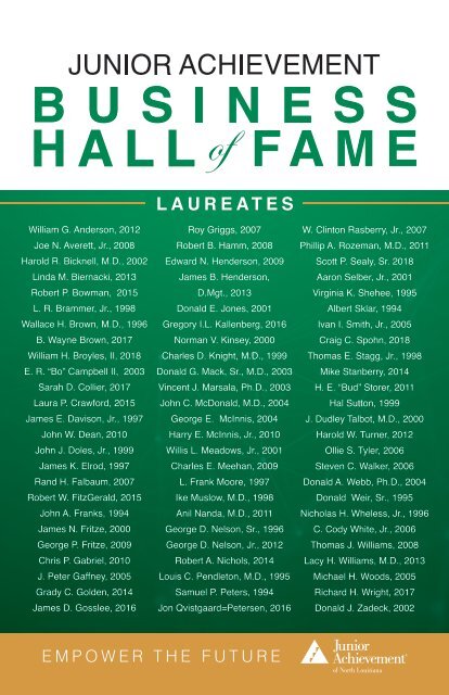 2018 Business Hall of Fame