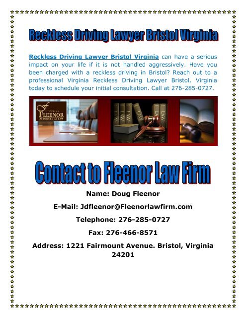 Reckless Driving Lawyer Bristol Virginia