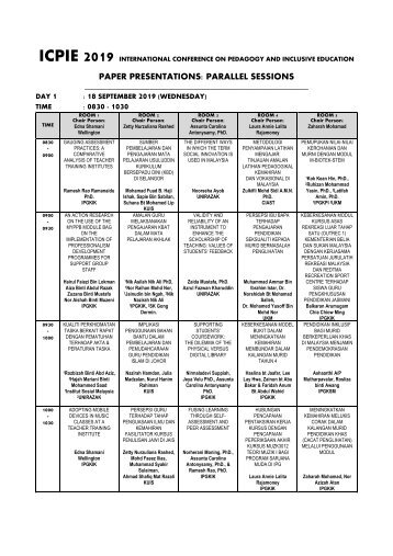 Jadual Pembentangan  Portrait- ICPIE 13.9.19