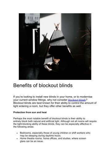 Benefits of blockout blinds