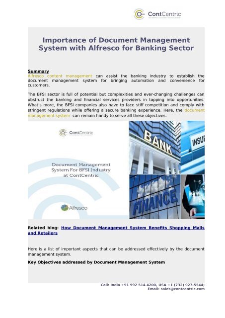 Importance of Document Management System with Alfresco for Banking Sector