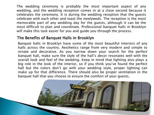 The Benefits of choosing best Banquet Halls in Brooklyn Ny