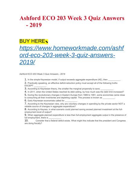 Ashford Eco 203 Week 3 Quiz Answers 2019