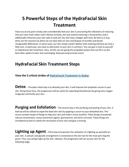 5 Powerful Steps of the HydraFacial Skin Treatment