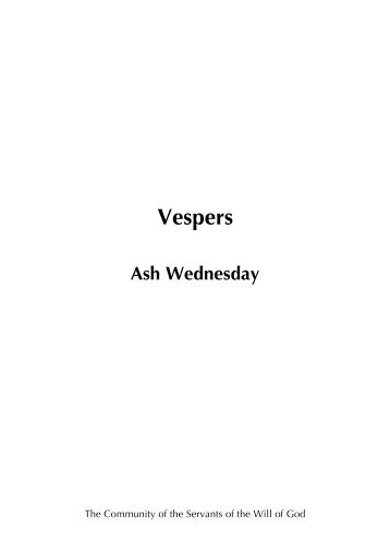 Vespers for Ash Wednesday