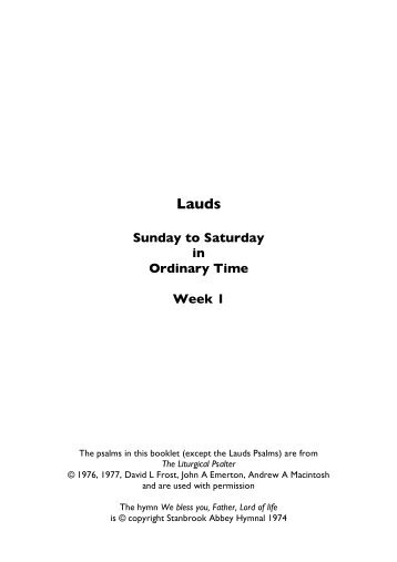 Lauds Sunday to Saturday Ord Time Week1-1
