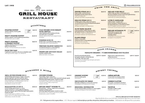 Grill House Autumn menu 03.10 - 31.03.2020 (M/S Romantika)