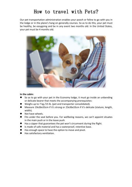 How To Travel With Pets