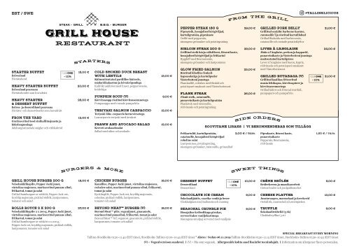 Grill House Autumn menu 03.10 - 31.03.2020 (M/S Baltic Queen & Victoria I)