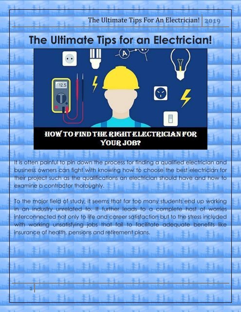 The Ultimate Tips for an Electrician