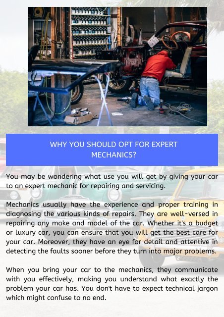 The Role of Professional Mechanics in Giving the Ultimate Car Service