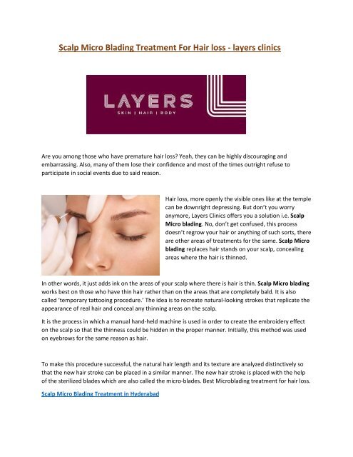 Scalp Micro Blading Treatment For Hair Loss