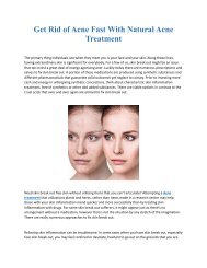 Get Rid of Acne Fast With Natural Acne Treatment