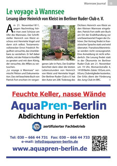 Wannsee Journal Oktober/November 2019