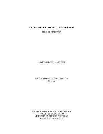 LA DESINTEGRACION DEL TOLIMA GRANDE 2016 DERECHOS  D AUTOR