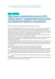 CRJ 303 CRJ303 WEEK 1 ASSIGNMENT ISSUES AND CONSTITUTIONAL RIGHTS IN CORRECTIONS