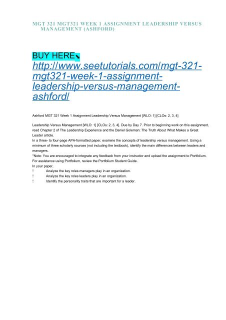 mgt leadership assignment