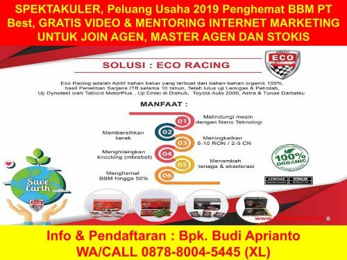 WA 0878-8004-5445, JOIN NOW, Peluang Usaha 2019 Modal Kecil Eco Racing