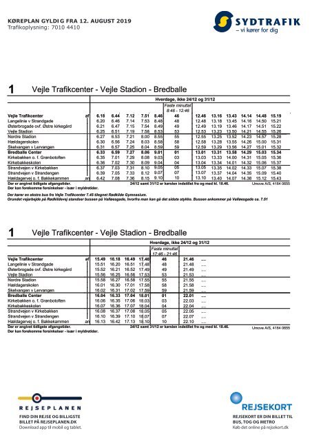 VERSION 2 | 1 Vejle Trafikcenter - Vejle Stadion - Bredballe | Gyldig 12.08.19 | Sydtrafik