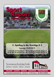 SV Hochdorf Sport Report 15.09.2019