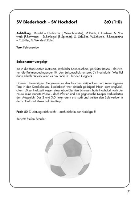 SV Hochdorf Sport Report 15.09.2019