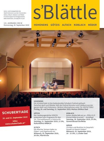 s'Blättle Nr. 38 - Do, 19. September 2019