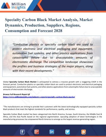 Specialty Carbon Black Market Analysis, Synthesis and Summation, Forecasts to 2028