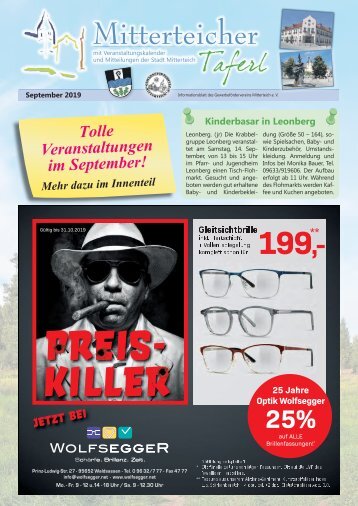 Mitterteicher Taferl - Ausgabe September 2019