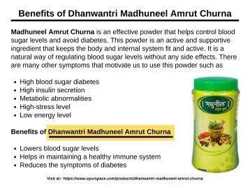 Benefits of Dhanwantri Madhuneel Amrut Churna